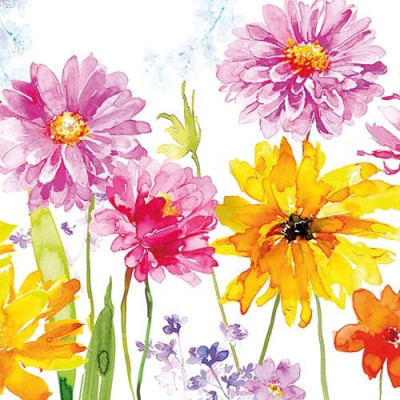 Lot 20 serviettes en papier 33 x 33 cm - Joyeuses Fleurs