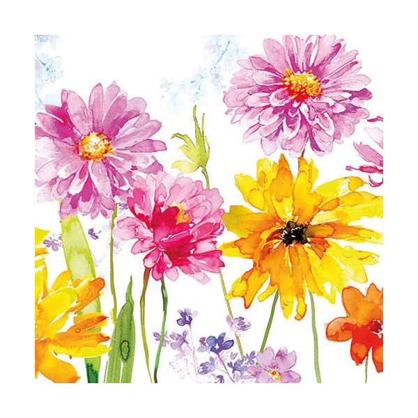 AMBIENTE - Lot 20 serviettes en papier 33 x 33 cm - Joyeuses Fleurs