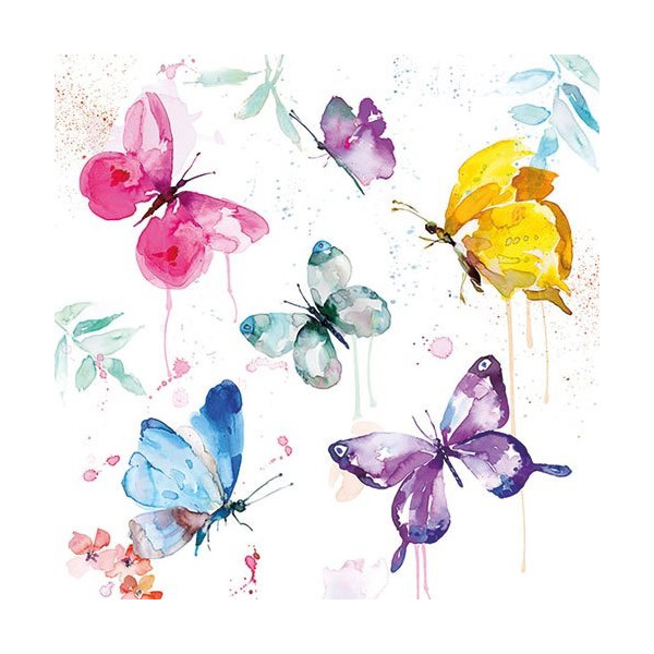 AMBIENTE - Lot 20 serviettes en papier 33 x 33 cm - Papillons