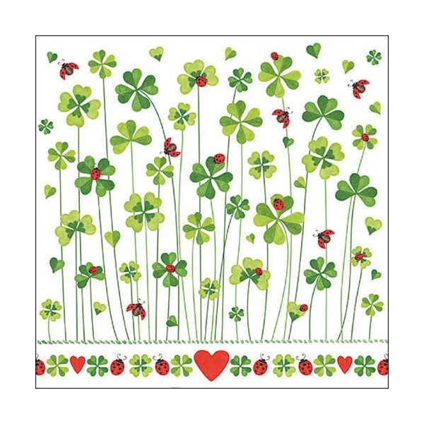 AMBIENTE - Lot 20 serviettes en papier 33 x 33 cm - Trèfle Porte-Bonheur