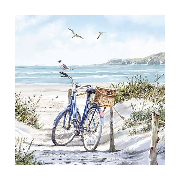 AMBIENTE - Lot 20 serviettes en papier 33 x 33 cm - Vélo à la Plage