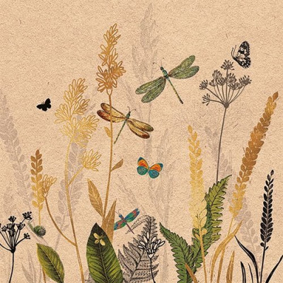 Lot 20 serviettes en papier 33 x 33 cm - Fleurs Ornementales & Fond Recyclé