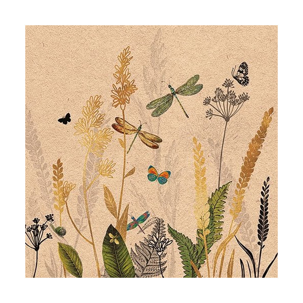 AMBIENTE - Lot 20 serviettes en papier 33 x 33 cm - Fleurs Ornementales & Fond Recyclé