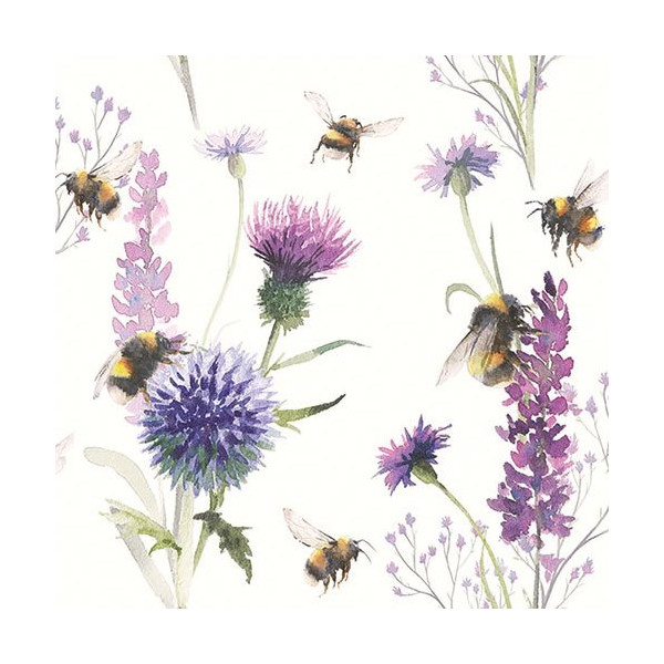 AMBIENTE - Lot 20 serviettes en papier 33 x 33 cm - Bourdons dans le Pré