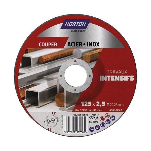 NORTON - Disque métaux 125x2.5 travaux intensifs