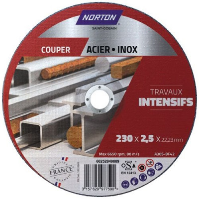 Disque métaux 230x2.5 travaux intensifs