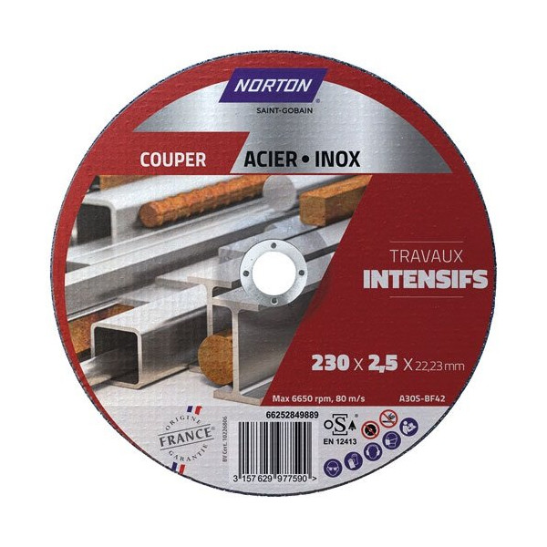 NORTON - Disque métaux 230x2.5 travaux intensifs