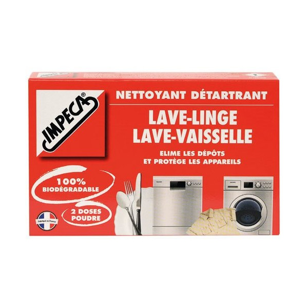 IMPECA - Impeca detartrant poudre lave linge/lave vaisselle X2 doses
