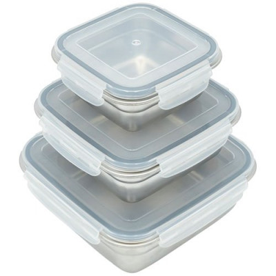 Kit 3 boites inox avec couvercle pp