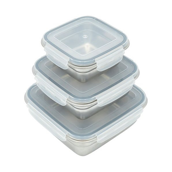 CIRCUL R - Kit 3 boites inox avec couvercle pp