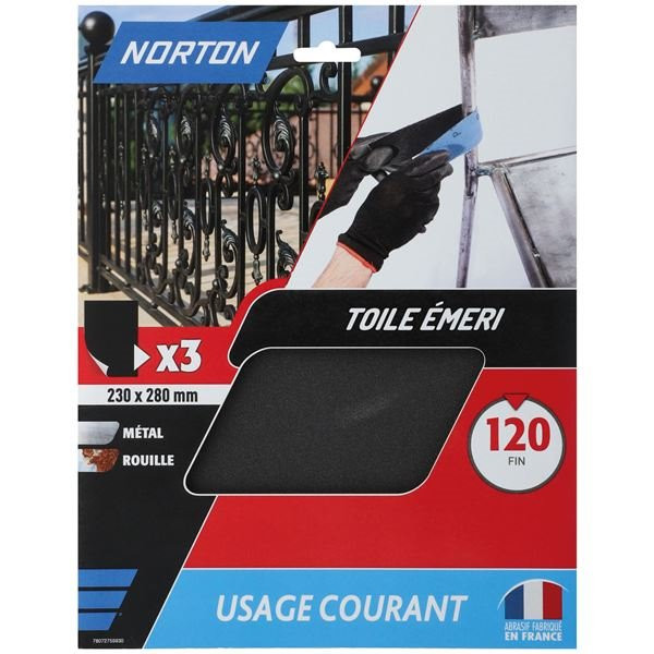 NORTON - Feuilles toile emeri 230x280 grain 120 norton courants