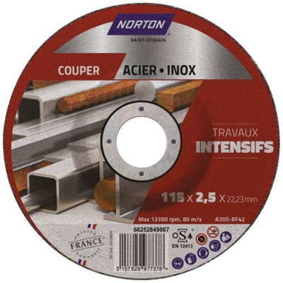 Disque à tronçonner intensif métal 115x2.5x22.2