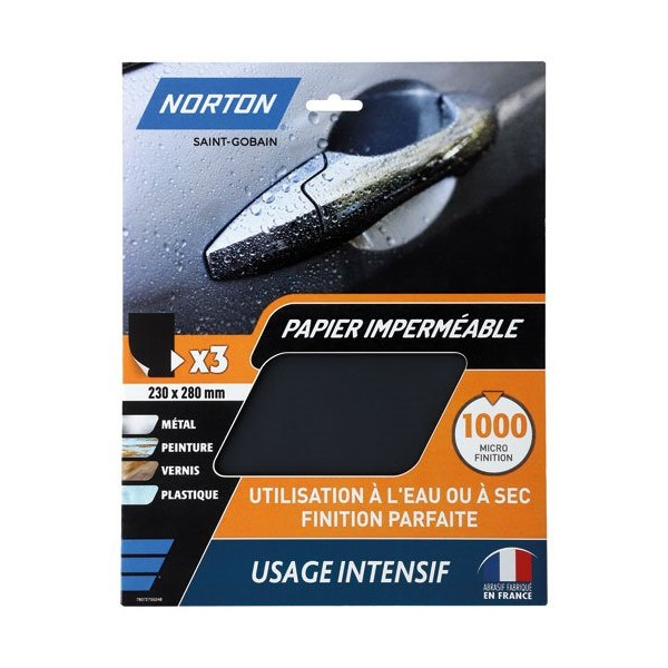 NORTON - Papier imperméable 23x28cm grain 1000 x3