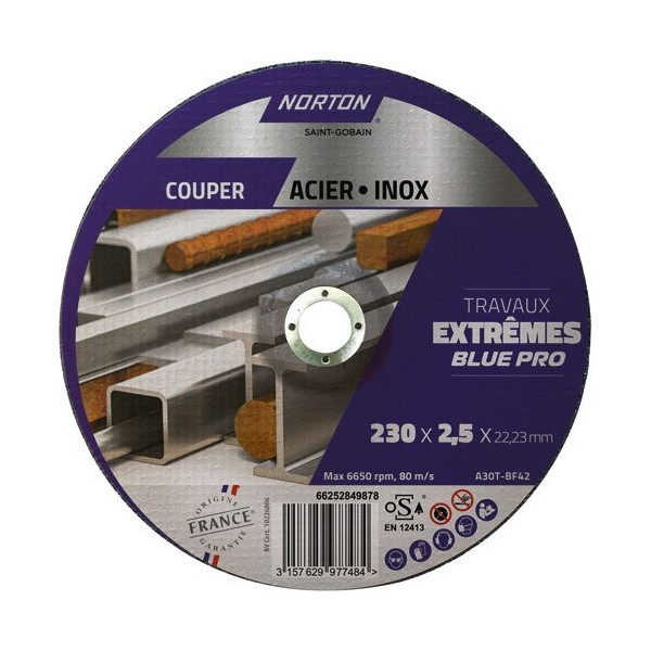 NORTON - Disque tronçonner extrême métal/inox 230x2.5x22.2