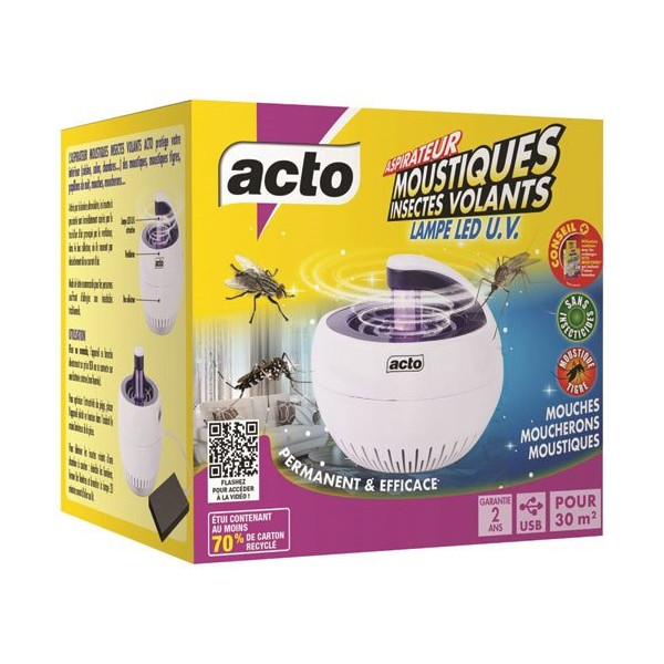 ACTO - Aspirateur moustiques insectes volants lampe led u.v.