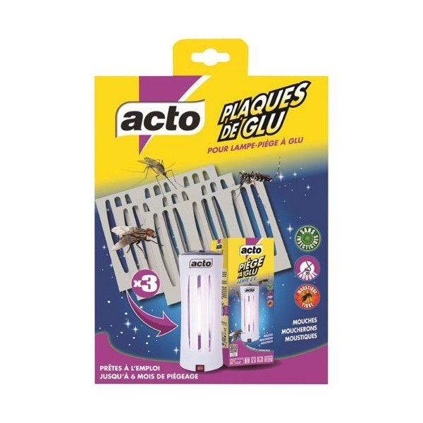 ACTO - Plaque de glu pour lampe piège à glu x3
