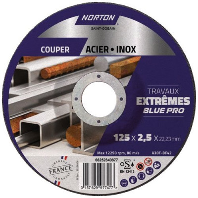 Disque à tronçonner moyeu déporté métal/inox 125x2.5x22.2cm