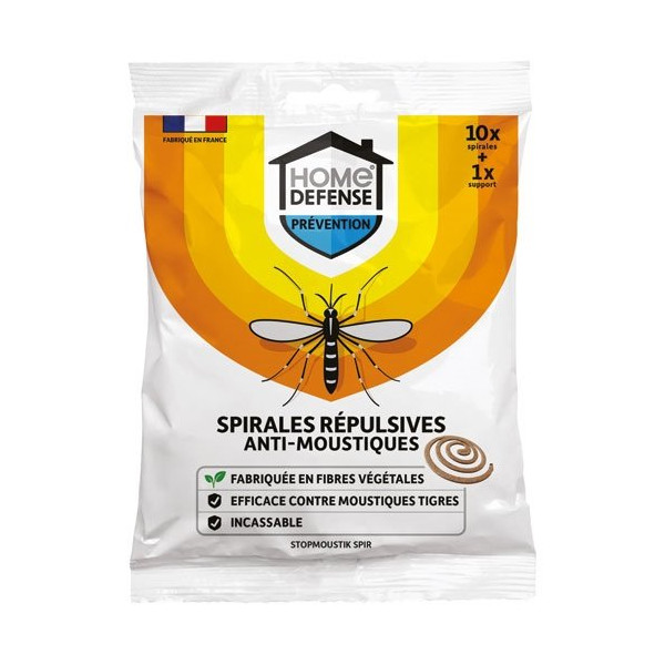 HOME DEFENSE - Spirales répulsives anti-moustiques sachet de 10