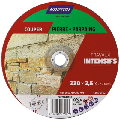 Disque à tronçonner intensif matériaux 230x2.5x22.2