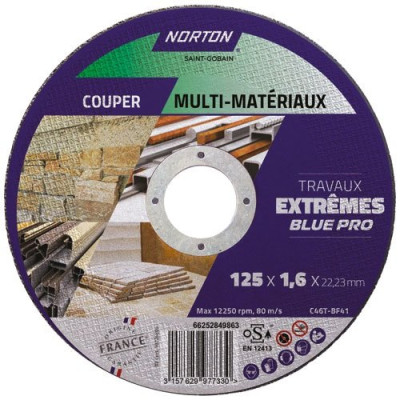 Disque tronçonner plat fin extrême tous matér. 125x1.6x22.2