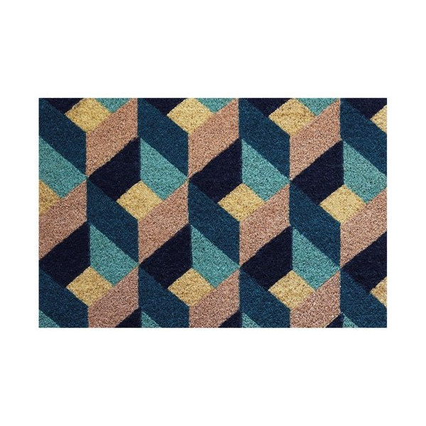 IDMAT - Tapis coco blanchil sur semelle latex 40x60cm géométrie
