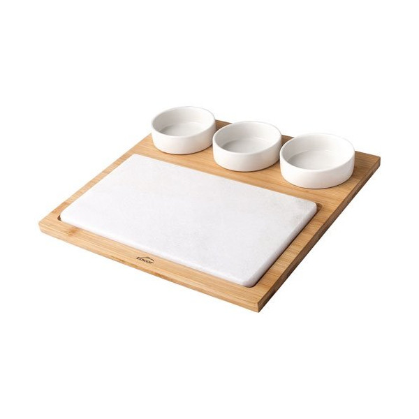 LACOR - Set plateau marbre + 3 bols + support