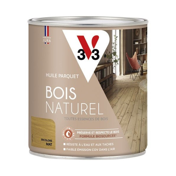 V33 - Huile parquet bois naturel incolore 750 ml