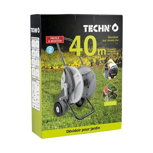 TECHN - Dévidoir sur roues nu alu et plastique 40m