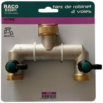 Nez de robinet laiton 2 voies larges 20 x 27 mm