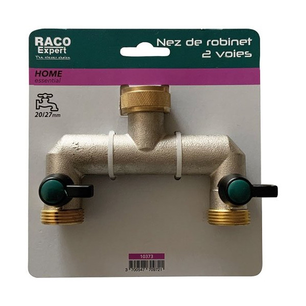 RACO EXPERT - Nez de robinet laiton 2 voies larges 20 x 27 mm