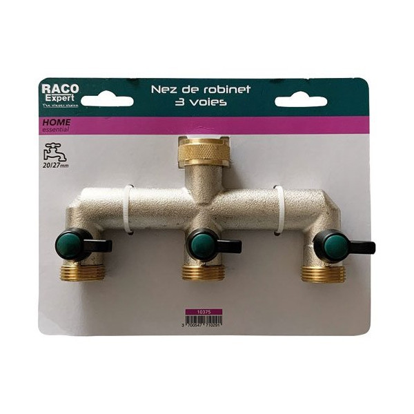 RACO EXPERT - Nez de robinet laiton 3 voies larges 20 x 27 mm