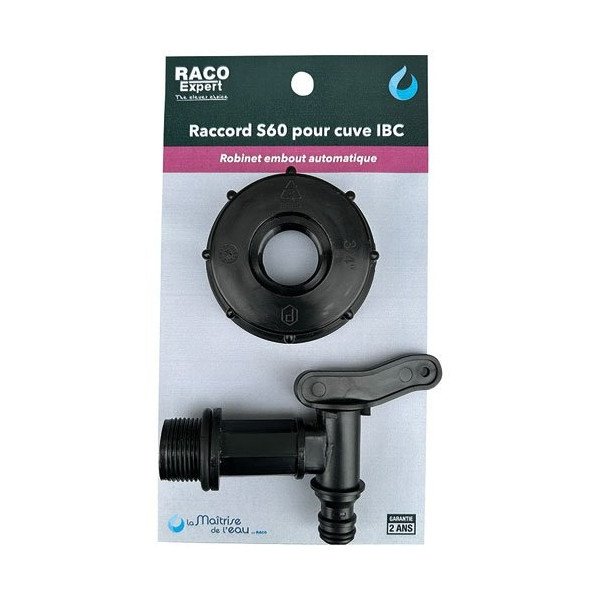 RACO EXPERT - Raccord S60 pour cuve IBC + robinet 1/4 tour