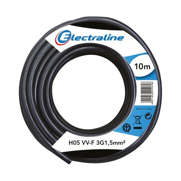 ELECTRALINE - Câble H05VVF 3g1.5 10 m noir