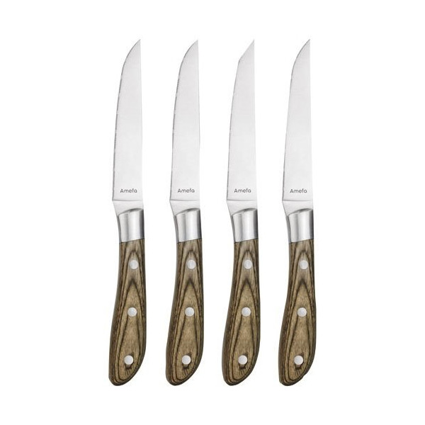 AMEFA - Coffret 4 couteaux à steak Bois de Pakka - Achille
