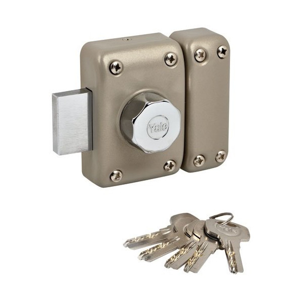 YALE - Verrou de porte à bouton cylindre ø23 mm longeur 50 mm beige