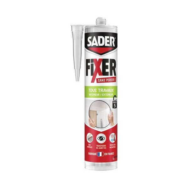 SADER - Sader fixer sans percer travaux transparent cartouche 300 g