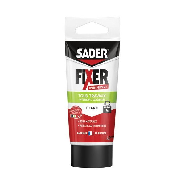 SADER - Sader fixer sans percer tous travaux blanc tube 50 g
