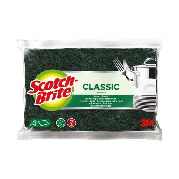 SCOTCH-BRITE - Tampon scotch-brite vert x 3 160x95 mm