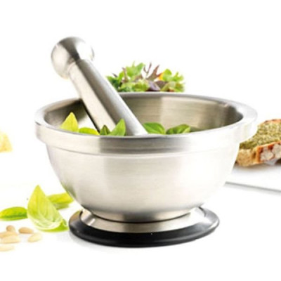 Mortier et pilon inox