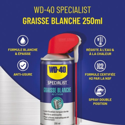 WD 40 SPECIALIST GRAISSE BLC.LITH250ML (Vendu par 1)