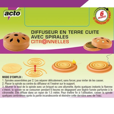 DIFFUSEUR TERRE CUITE MOUST.SPIRALES (Vendu par 1)