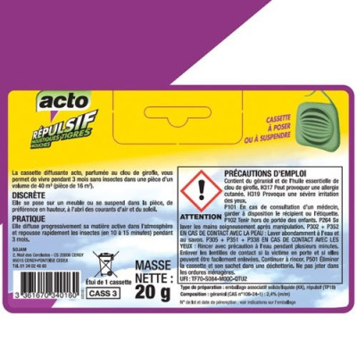ACTO CASSETTE INSECTICIDE G.M.  CASS3 (Vendu par 1)