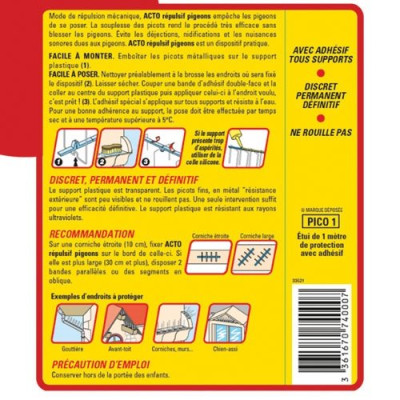 ACTO REPULSIF PIGEONS PICOTS X6 PICO1 (Vendu par 1)