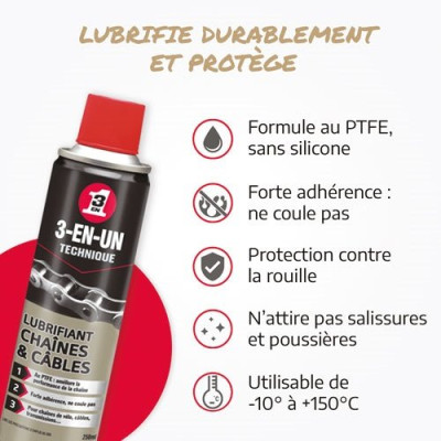 LUBRIFIANT CHAINE ET CABLE BBE 250ML (Vendu par 1)