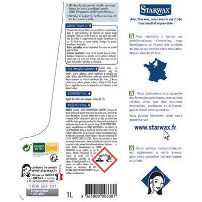 DETACHANT ROUILLE P/SOLS EXT.1L  338 (Vendu par 1)