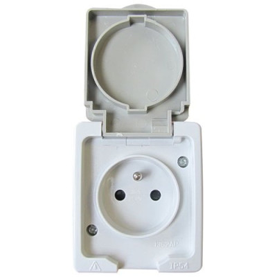 PRISE 2P+T ETANCHE GRIS IP54  S/FILM (Vendu par 1)