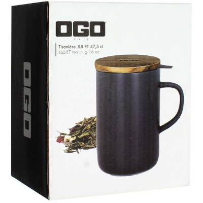 TISANIERE 475 ML BLEU COUVERCLE BOIS