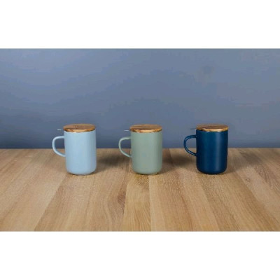 TISANIERE 475 ML VERT COUVERCLE BOIS