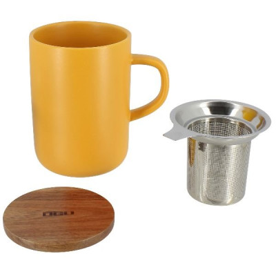 TISANIERE 475 ML JAUNE COUVERCLE BOIS