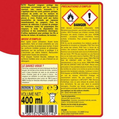 RETRO REPULSIF RONGEUR HUILE ESS.400ML (Vendu par 1)